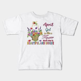 April Girl - Flower Basket Kids T-Shirt